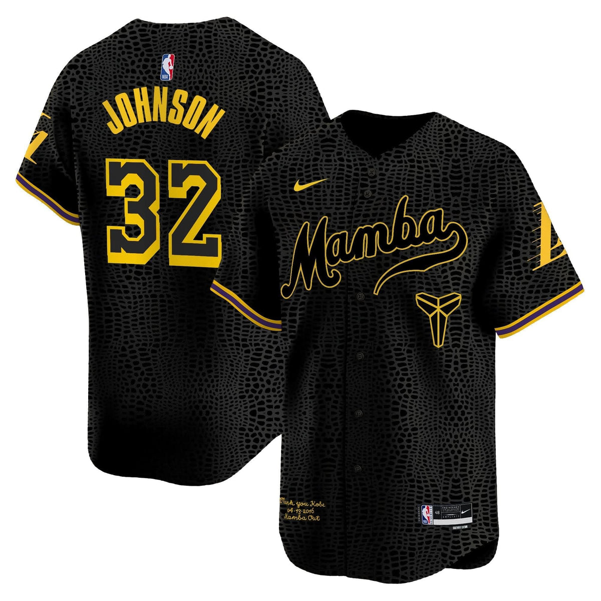 Men's Los Angeles Lakers Kobe Bryant Mamba Vapor Baseball Jersey - All Stitched