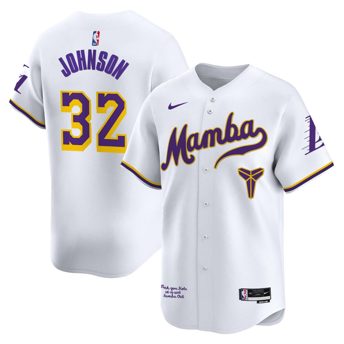 Men's Los Angeles Lakers Kobe Bryant Mamba Vapor Baseball Jersey - All Stitched