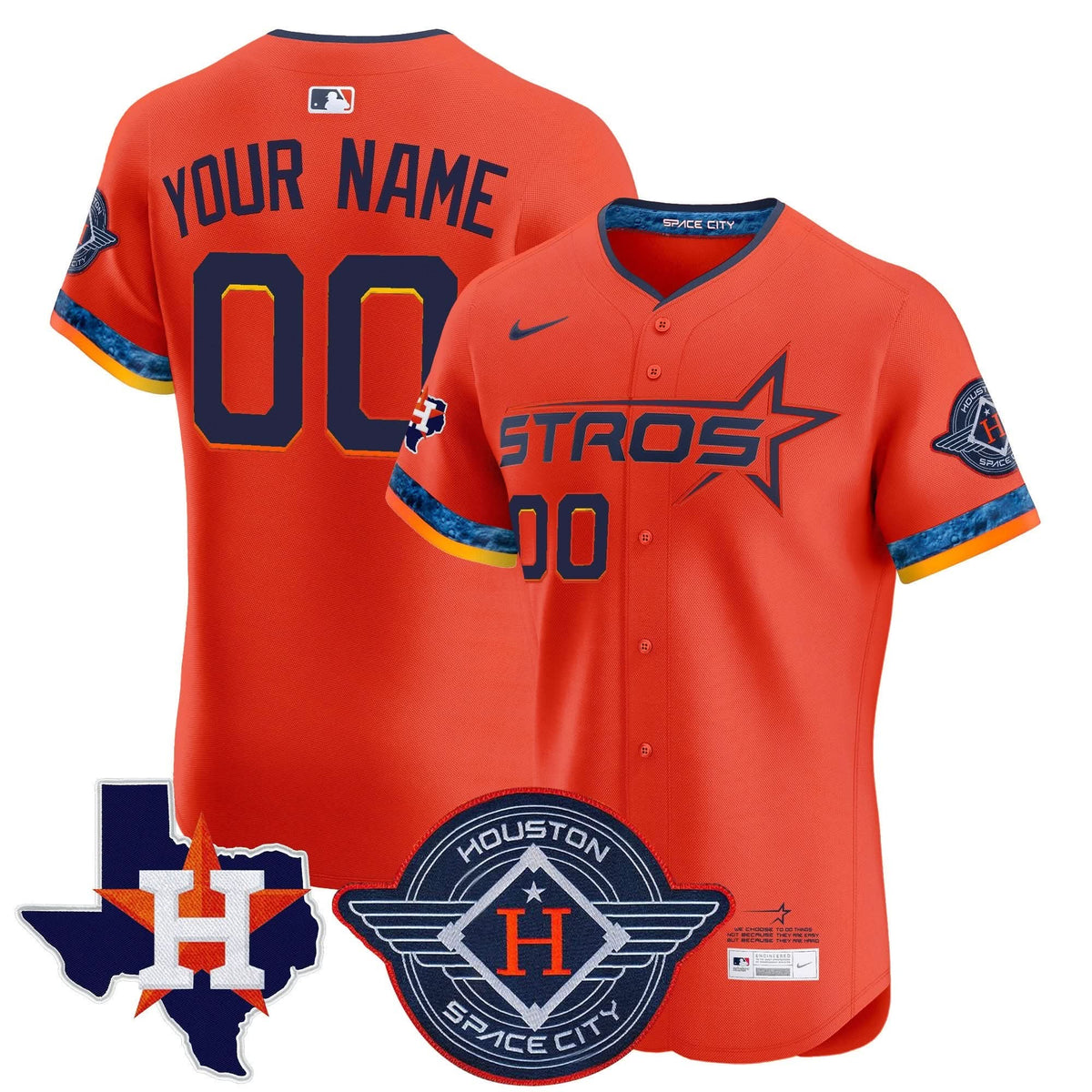 Houston Astros 2025 City Connect Texas Patch Vapor Premier Elite Custom Jersey - All Stitched