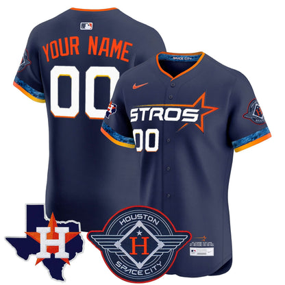 Houston Astros 2025 City Connect Texas Patch Vapor Premier Elite Custom Jersey - All Stitched