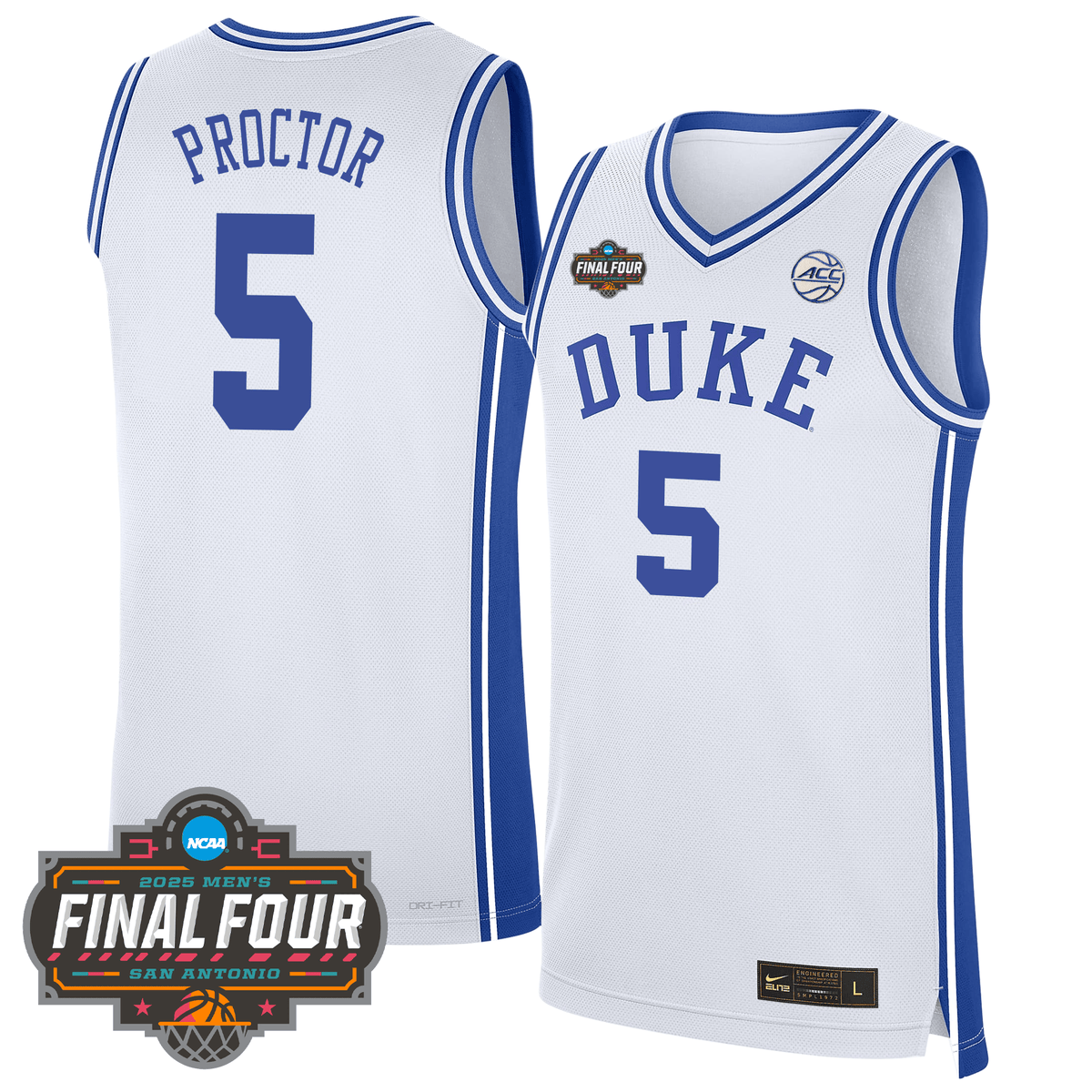 Custom Duke Blue Devils Men's Basketball 24/25 Jersey - Final Four Patch
