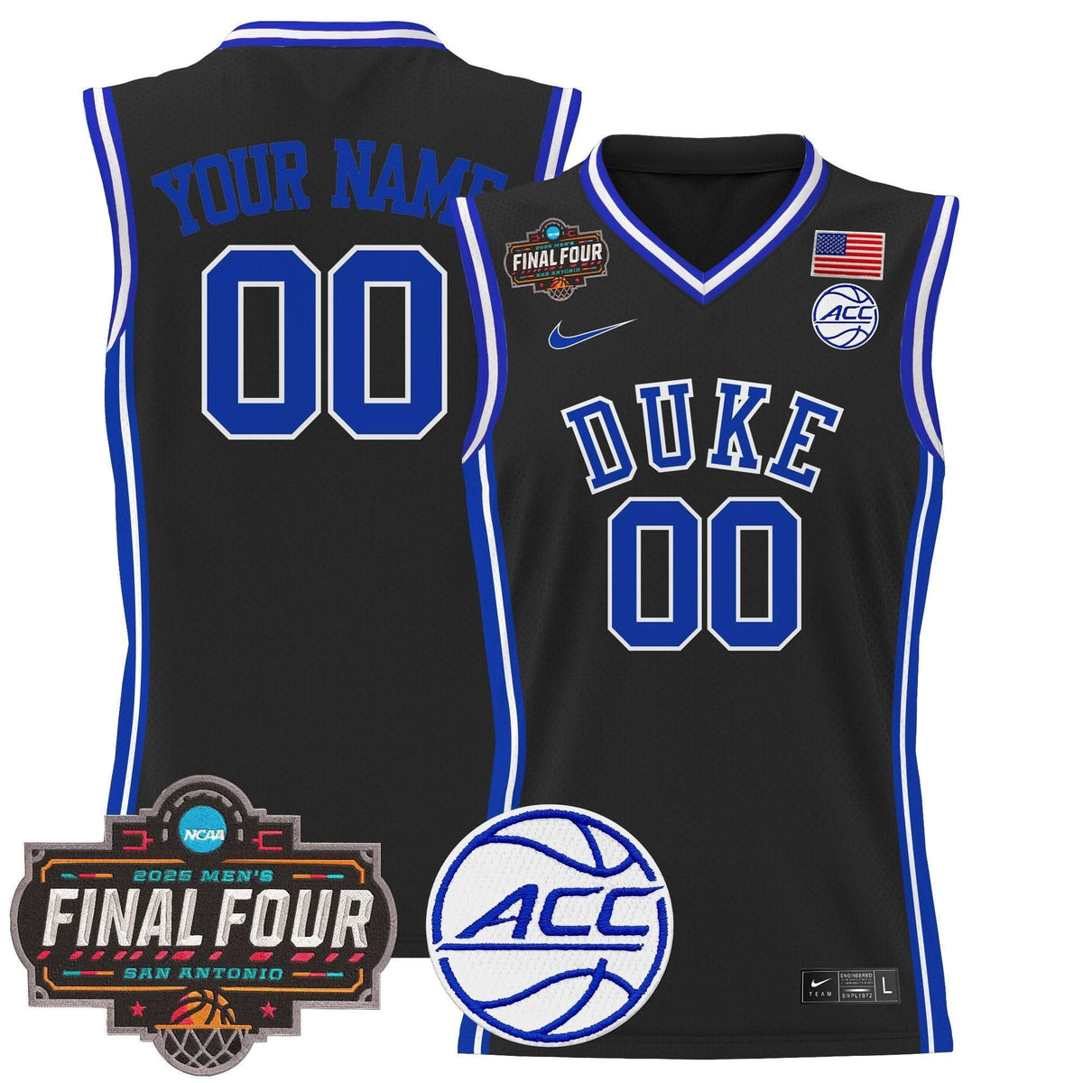 Duke Blue Devils 2025 Final Four Patch Basketball Custom Jersey - All Stitched