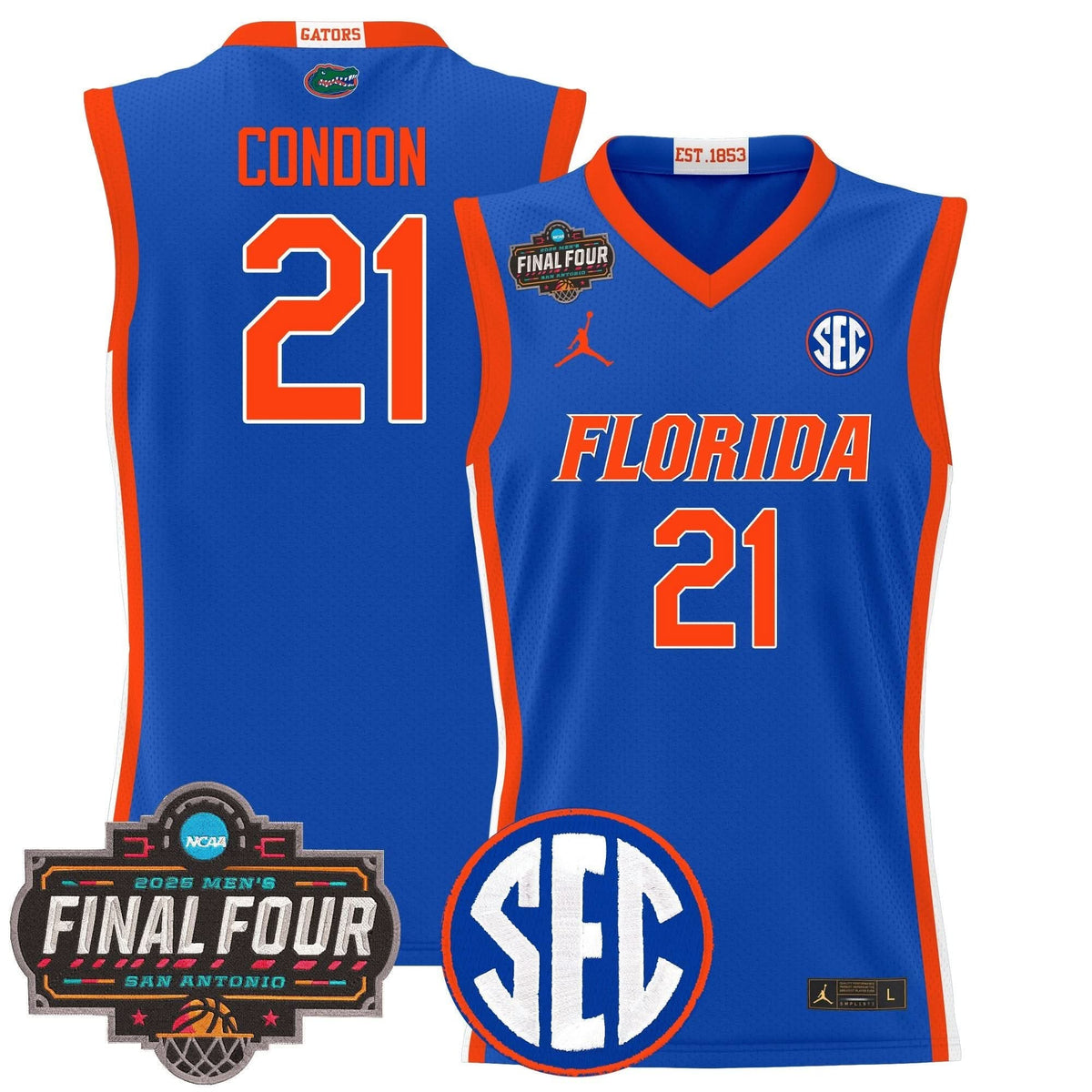 Men's Florida Gators 2025 Final Four Patch Basketball Jersey - All Stitched