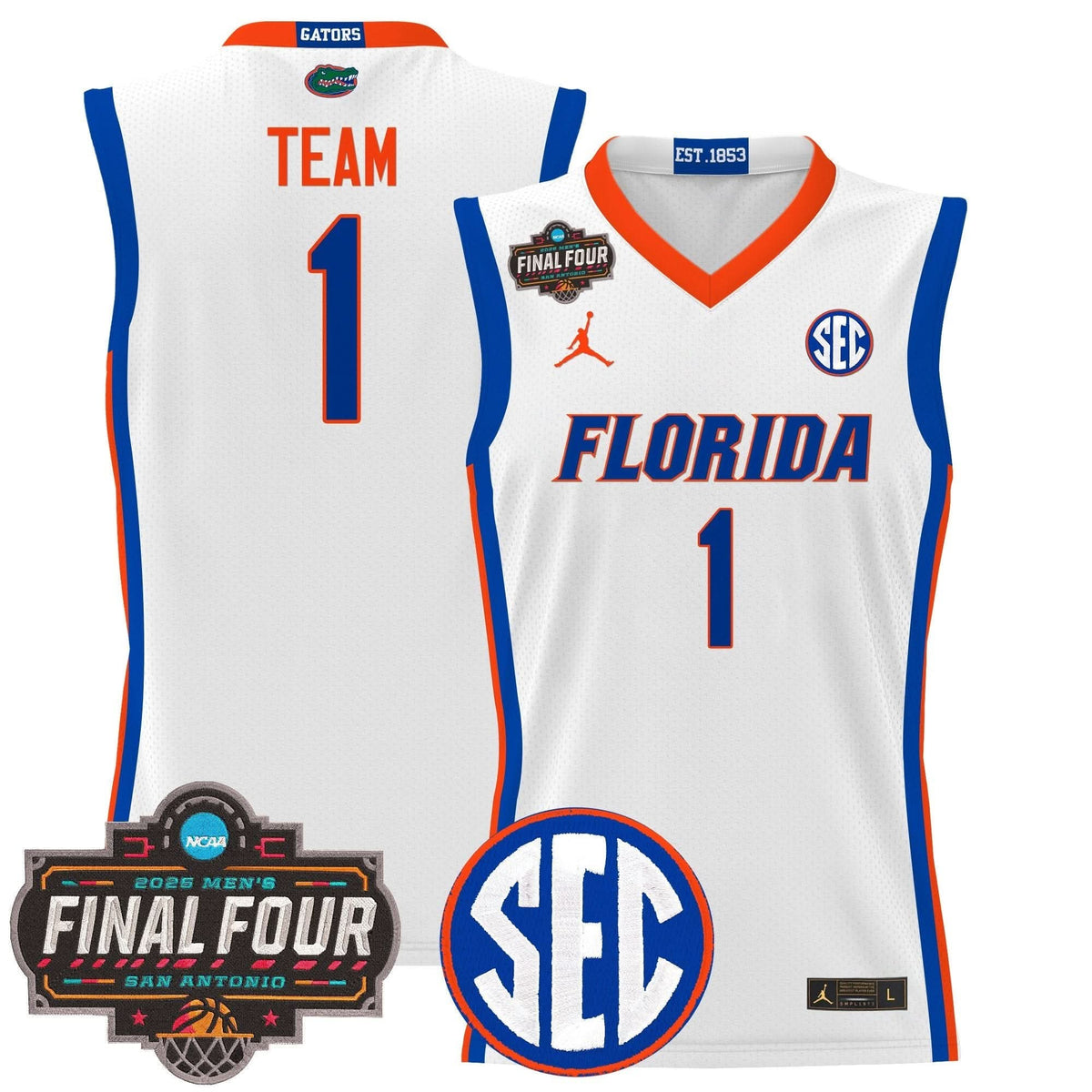 Men's Florida Gators 2025 Final Four Patch Basketball Jersey - All Stitched