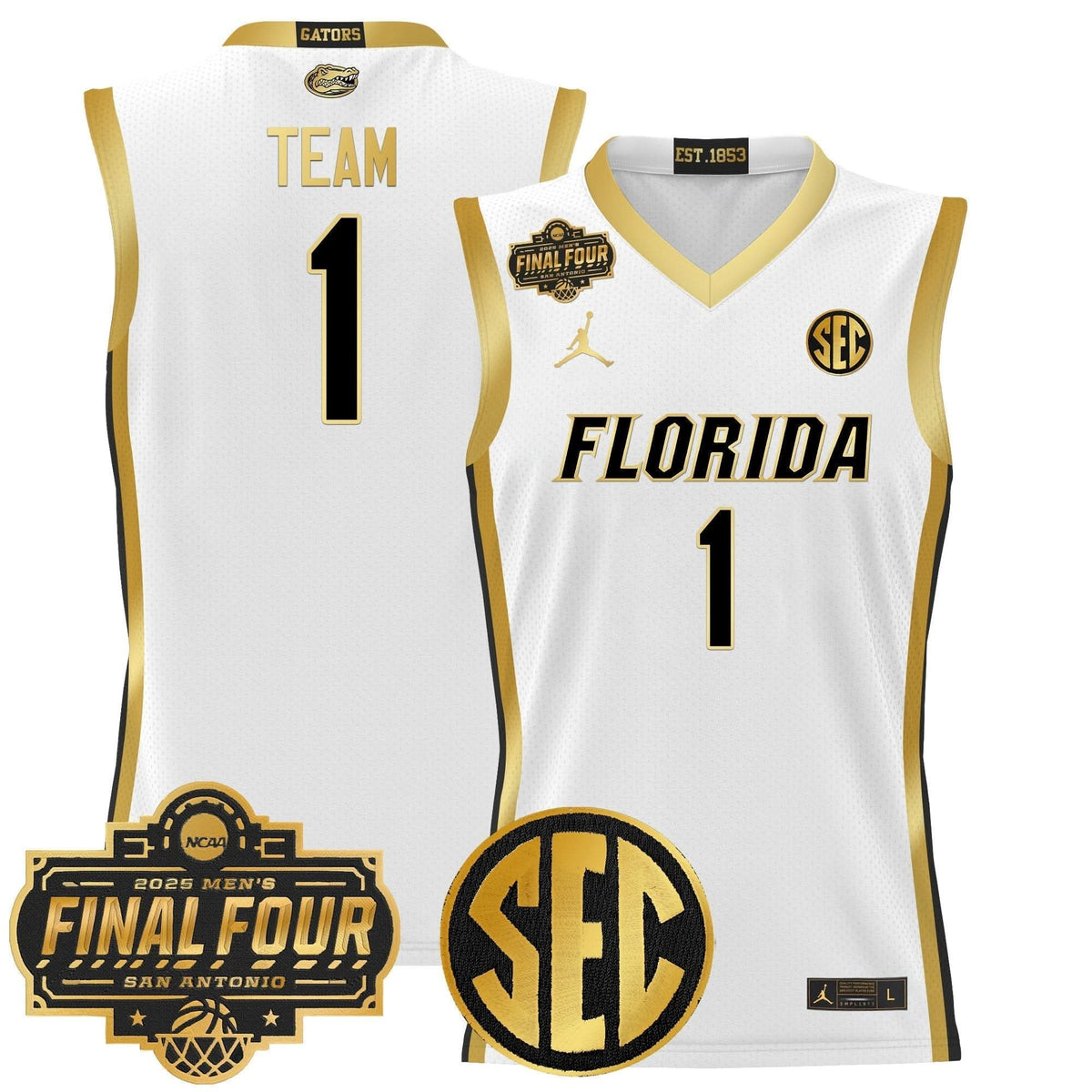 Men's Florida Gators 2025 Final Four Patch Basketball Jersey - All Stitched