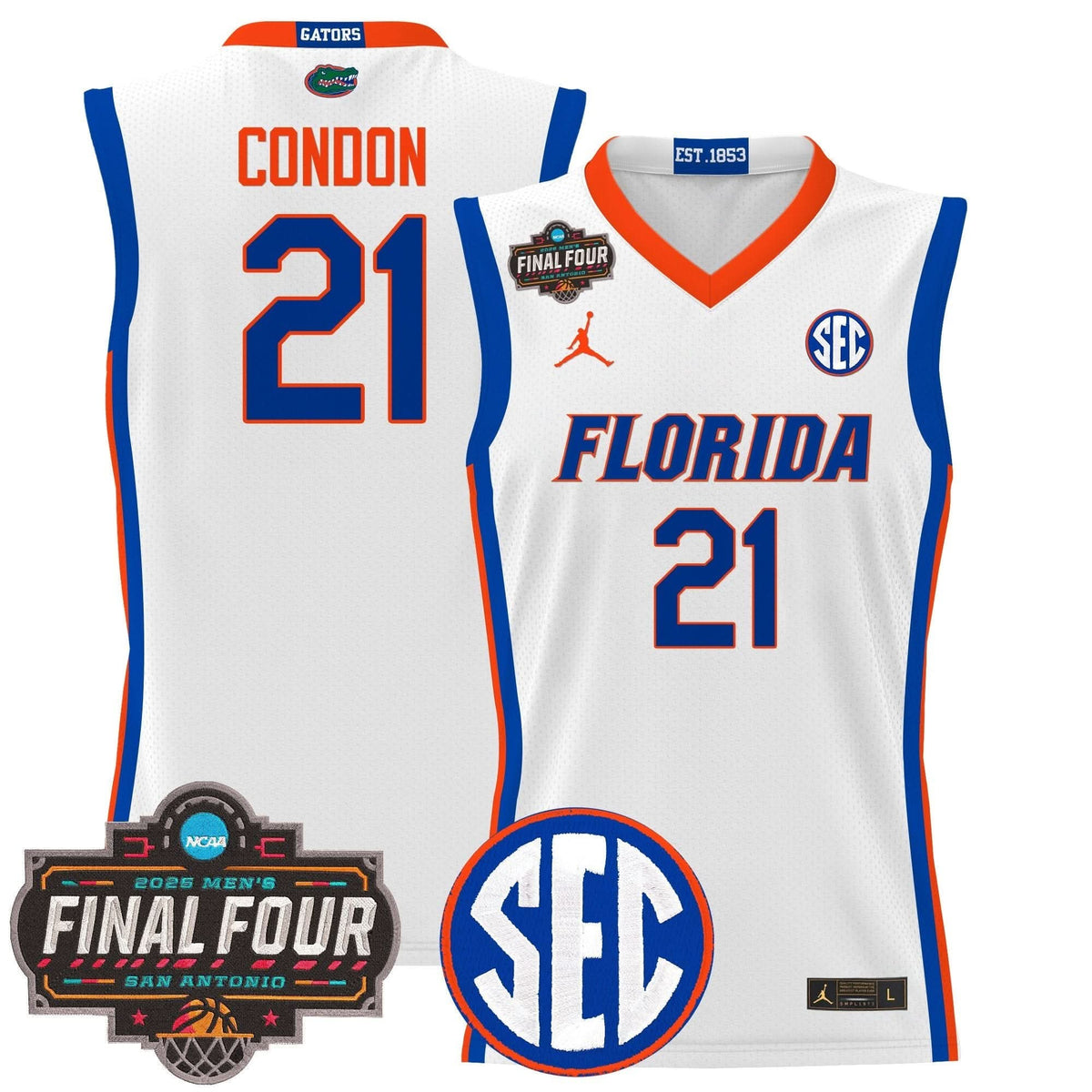 Men's Florida Gators 2025 Final Four Patch Basketball Jersey - All Stitched