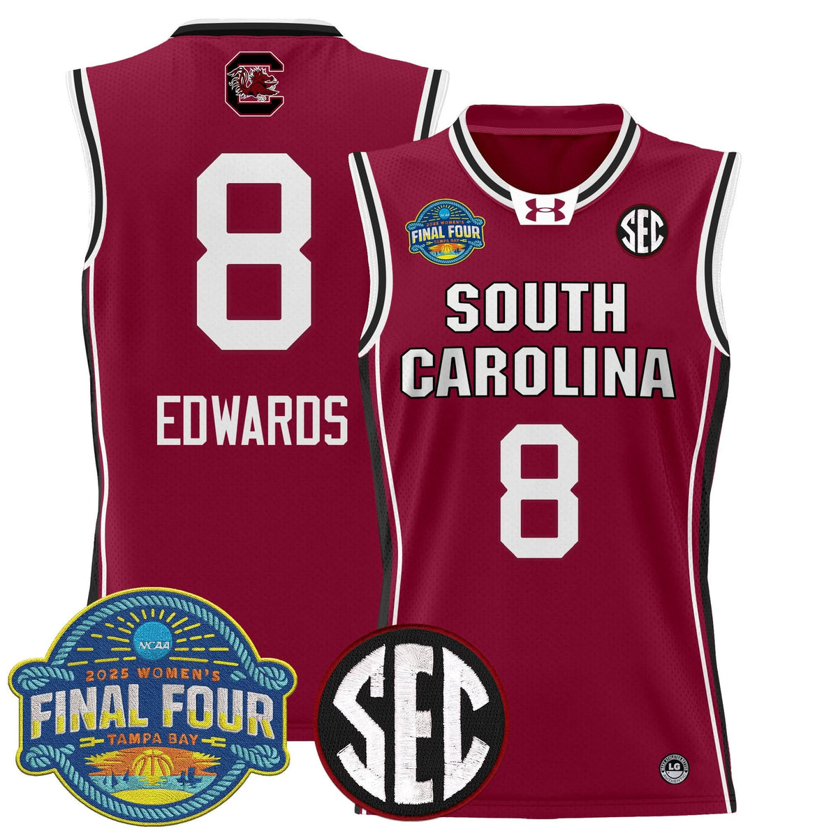 Men's Size - South Carolina Gamecocks 2025 Sec Women's Final Four Patch Lightweight Basketball Jersey - All Stitched