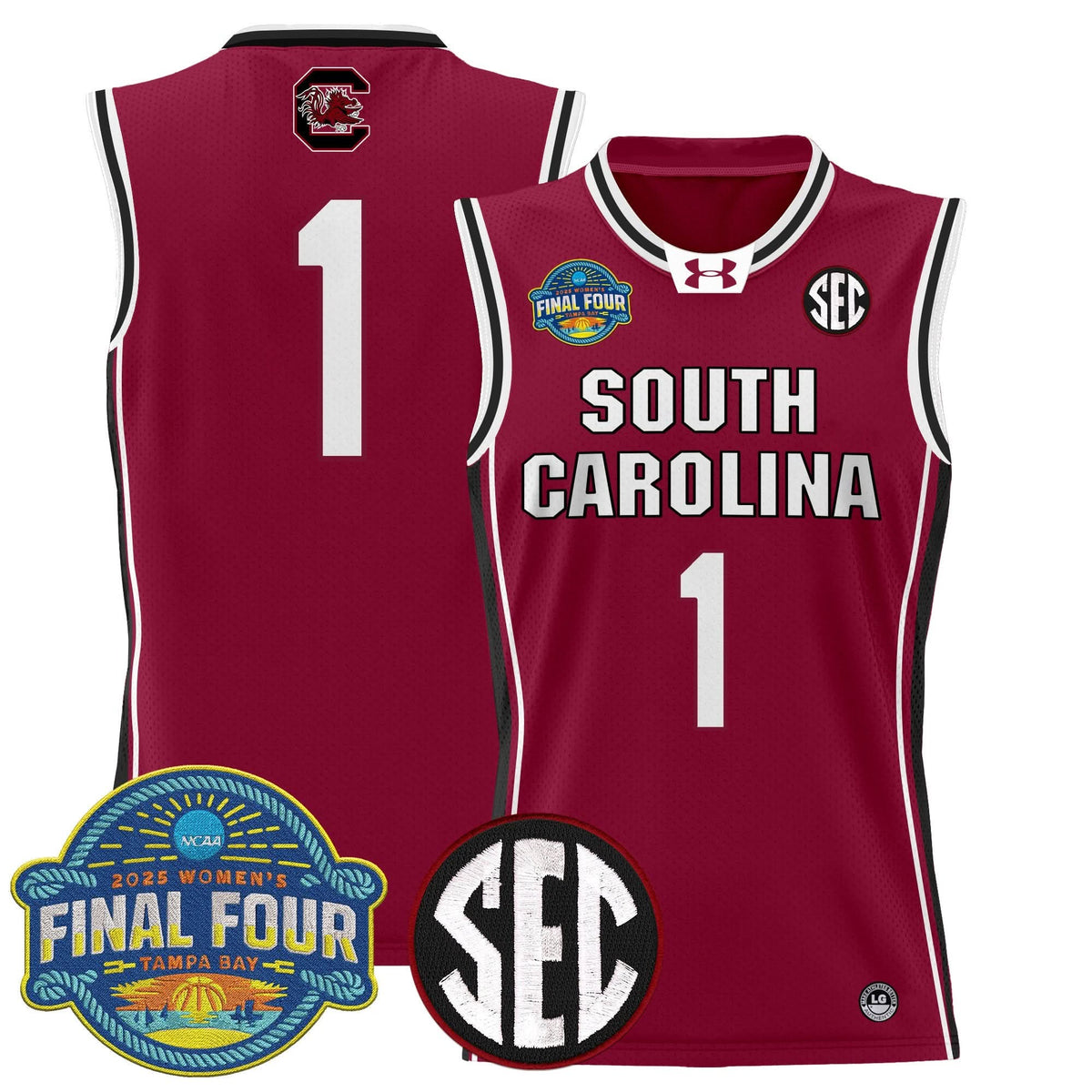 Men's Size - South Carolina Gamecocks 2025 Sec Women's Final Four Patch Lightweight Basketball Jersey - All Stitched