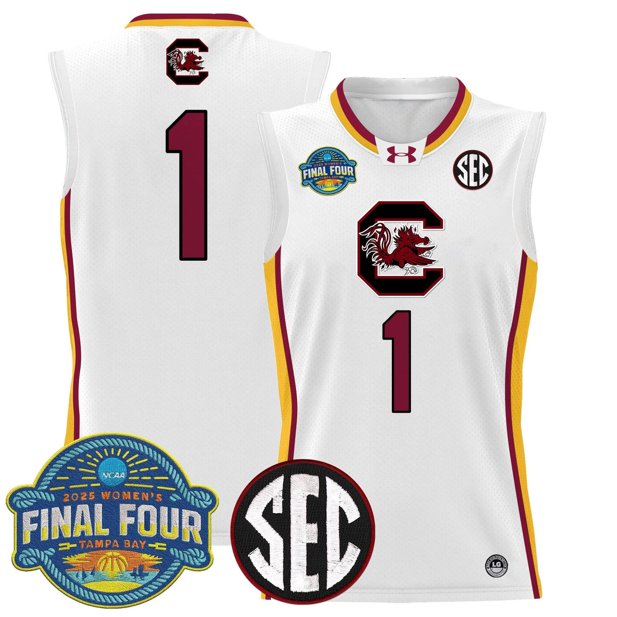 Men's Size - South Carolina Gamecocks 2025 Sec Women's Final Four Patch Lightweight Basketball Jersey - All Stitched