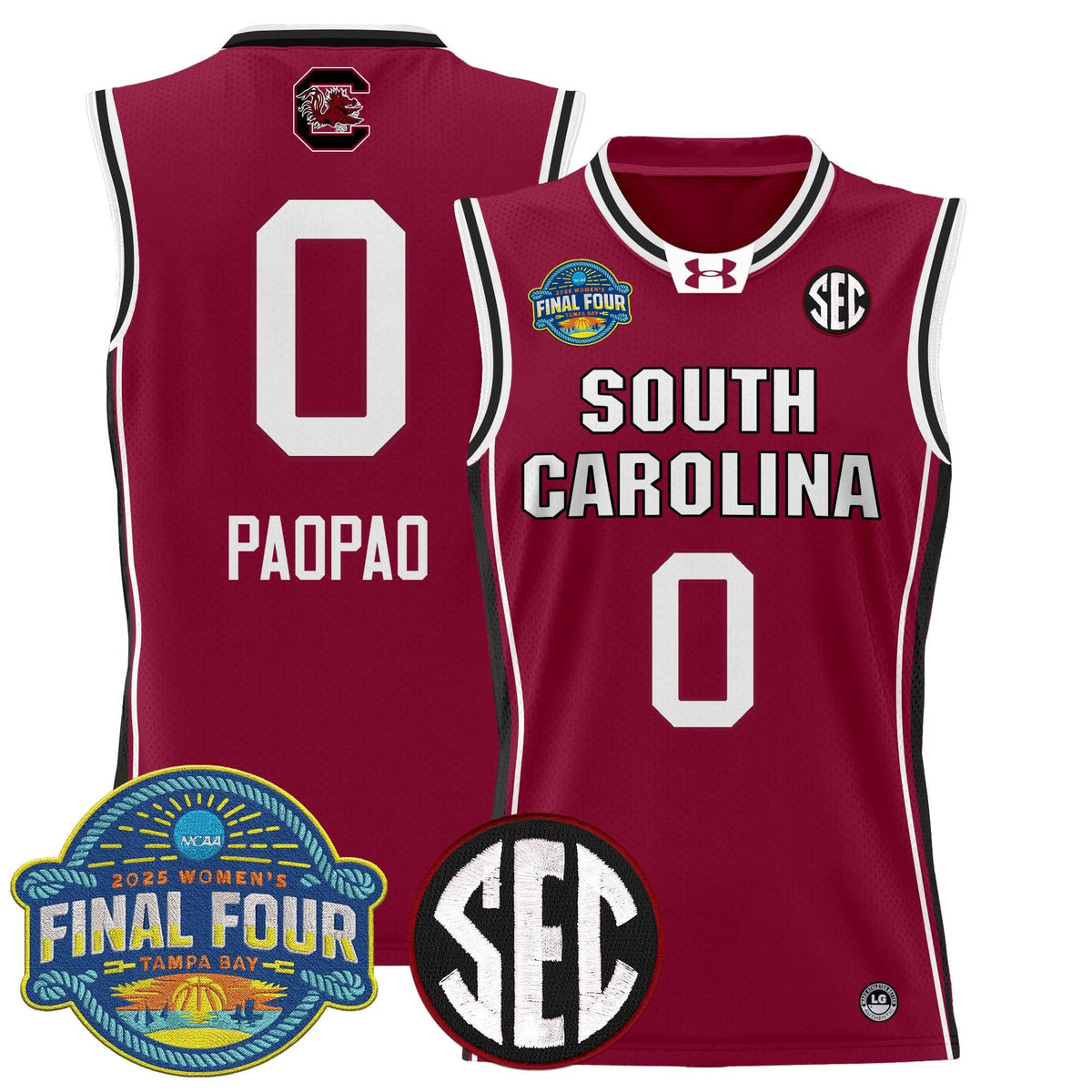 Men's Size - South Carolina Gamecocks 2025 Sec Women's Final Four Patch Lightweight Basketball Jersey - All Stitched