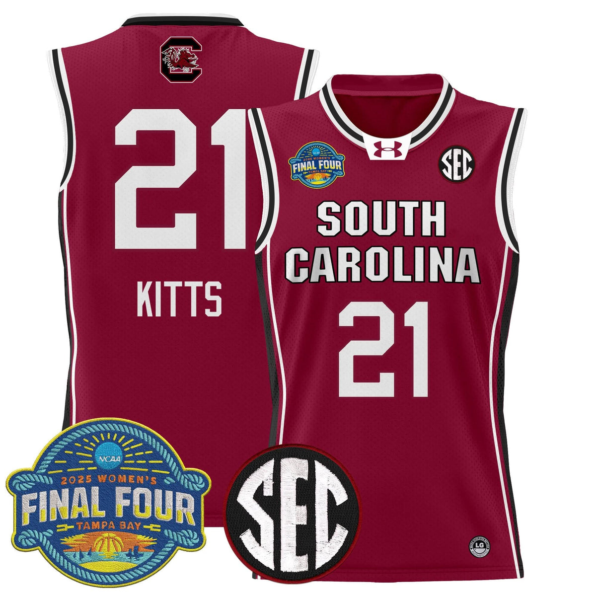 Men's Size - South Carolina Gamecocks 2025 Sec Women's Final Four Patch Lightweight Basketball Jersey - All Stitched