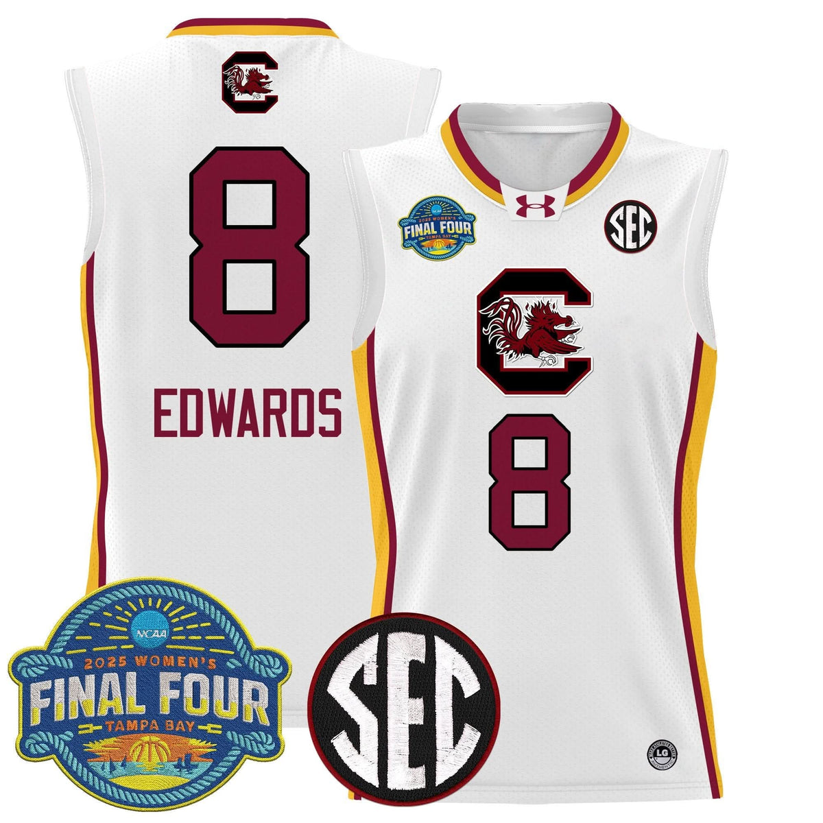 Men's Size - South Carolina Gamecocks 2025 Sec Women's Final Four Patch Lightweight Basketball Jersey - All Stitched