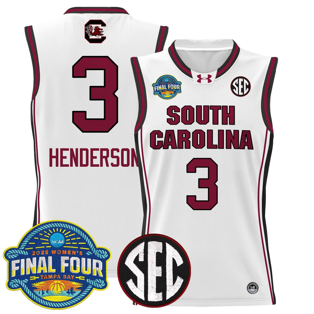 Men's Size - South Carolina Gamecocks 2025 Sec Women's Final Four Patch Lightweight Basketball Jersey - All Stitched