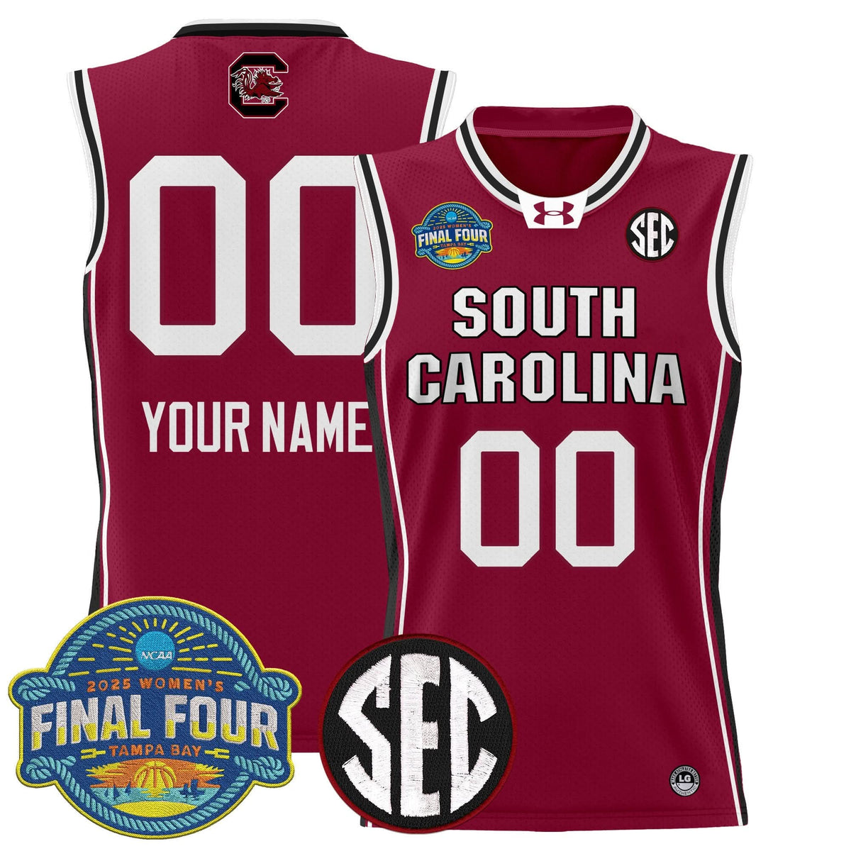 South Carolina Gamecocks 2025 Sec Women's Final Four Patch Lightweight Basketball Custom Jersey - All Stitched