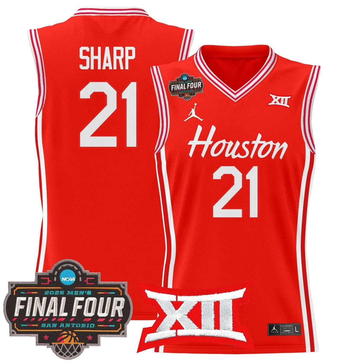 Men's Houston Cougars 2025 Final Four Patch Basketball Jersey - All Stitched