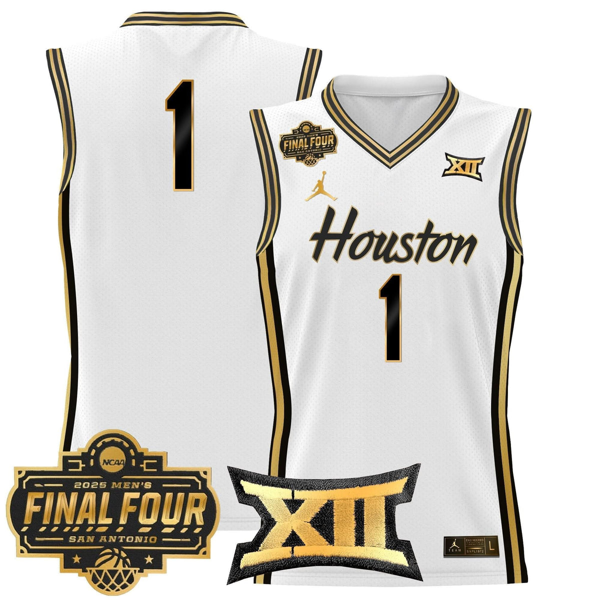 Men's Houston Cougars 2025 Final Four Patch Basketball Jersey - All Stitched