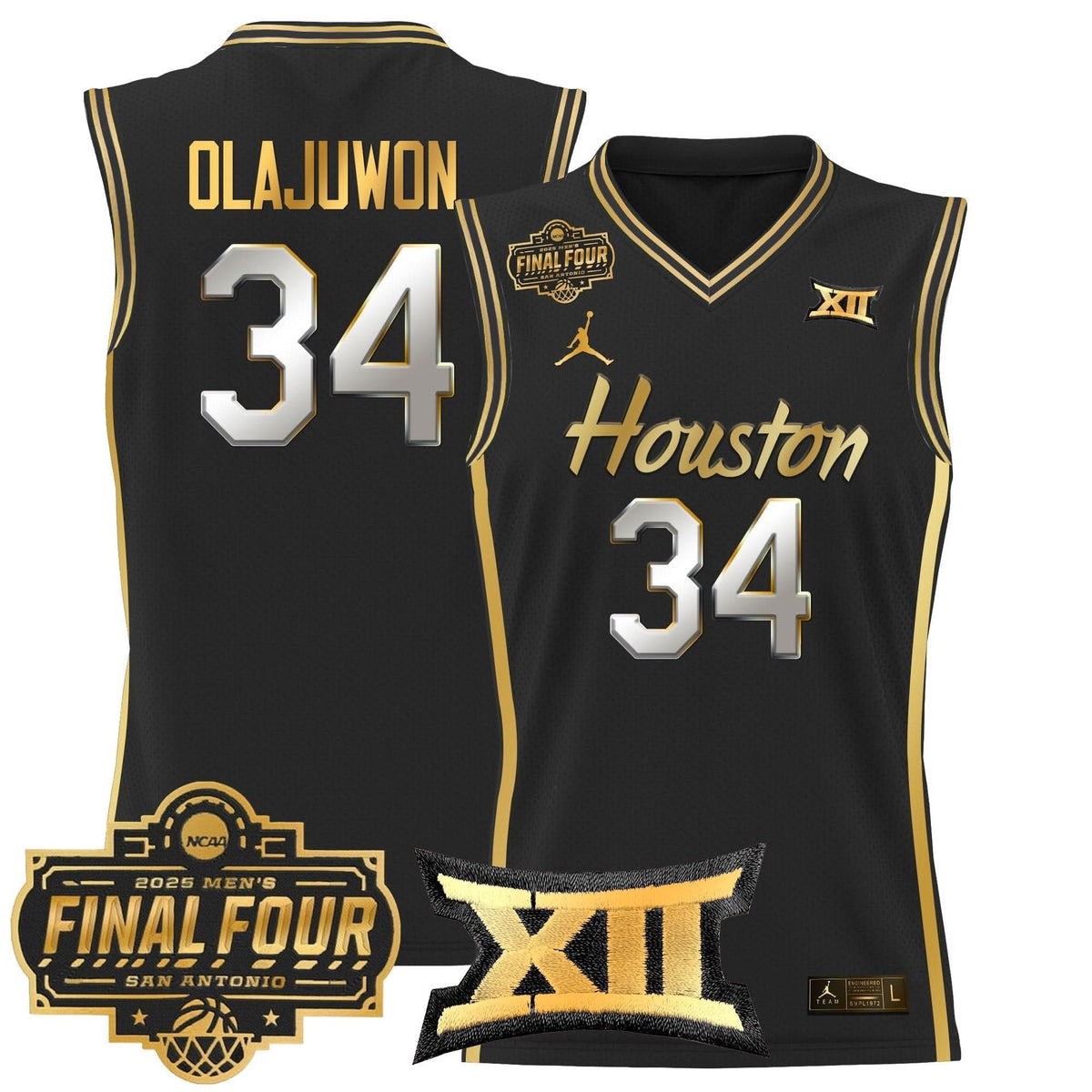 Men's Houston Cougars 2025 Final Four Patch Basketball Jersey - All Stitched