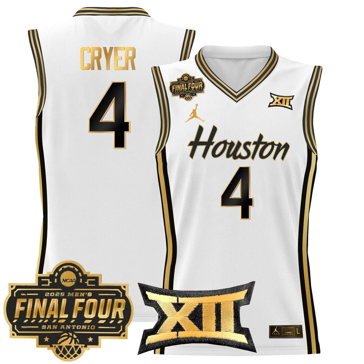 Men's Houston Cougars 2025 Final Four Patch Basketball Jersey - All Stitched