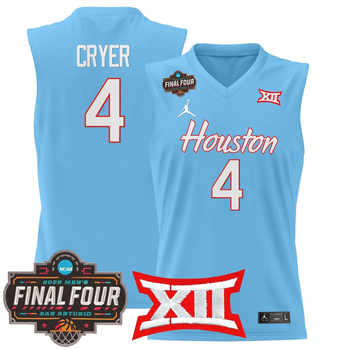 Men's Houston Cougars 2025 Final Four Patch Basketball Jersey - All Stitched