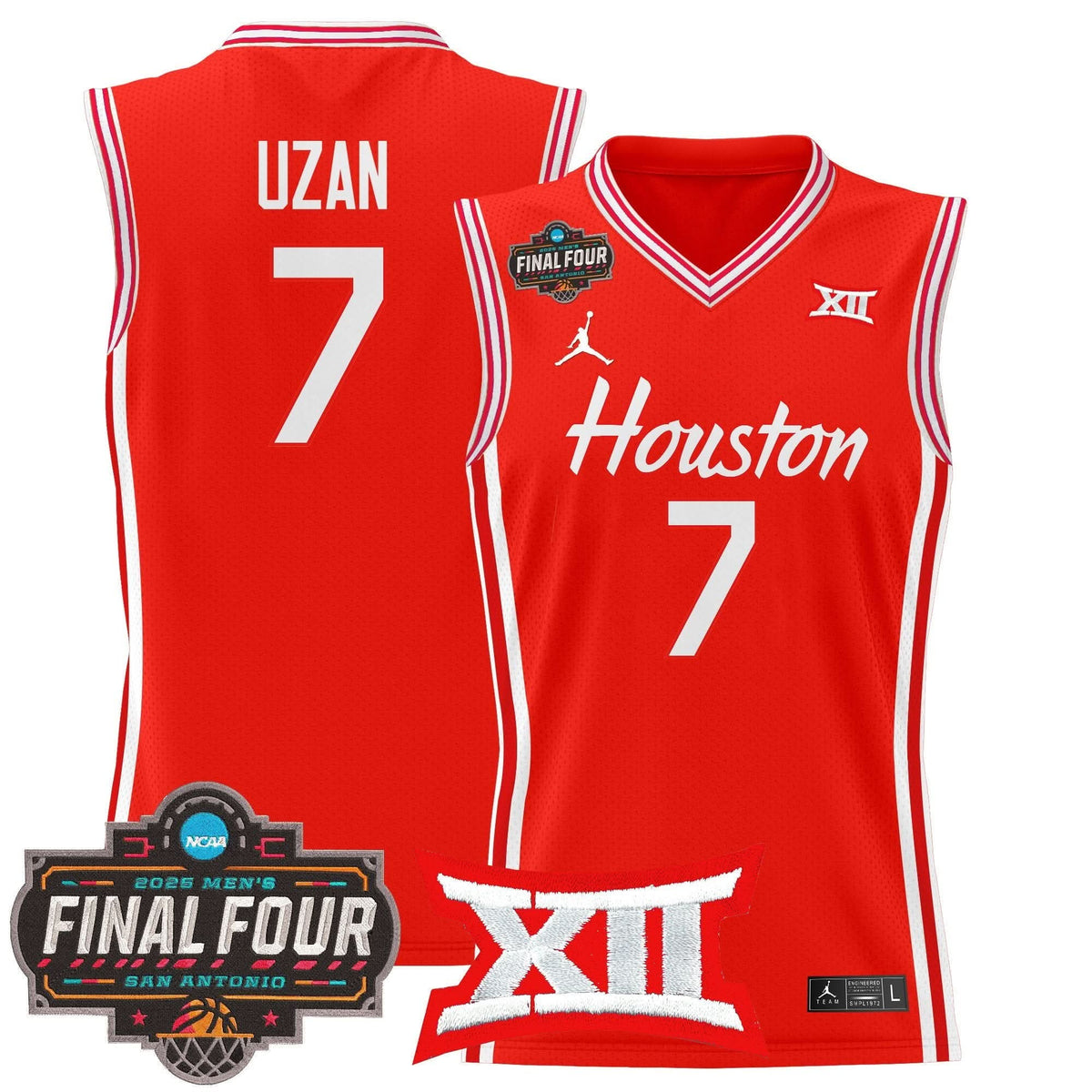 Men's Houston Cougars 2025 Final Four Patch Basketball Jersey - All Stitched