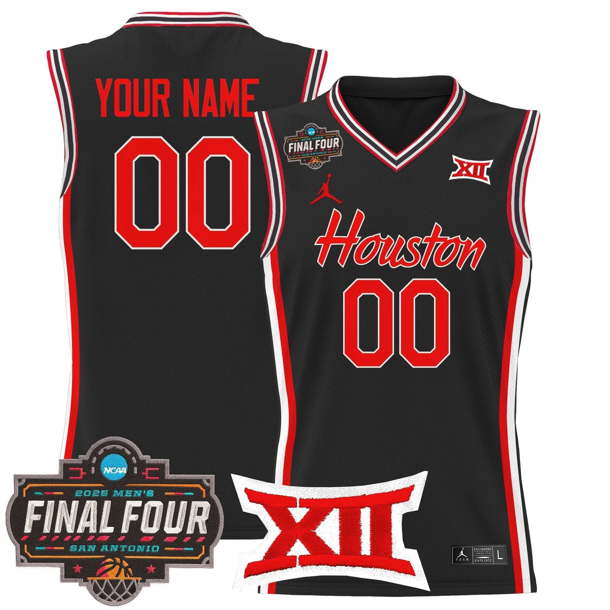 Houston Cougars 2025 Final Four Patch Basketball Custom Jersey - All Stitched