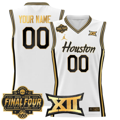 Houston Cougars 2025 Final Four Patch Basketball Custom Jersey - All Stitched