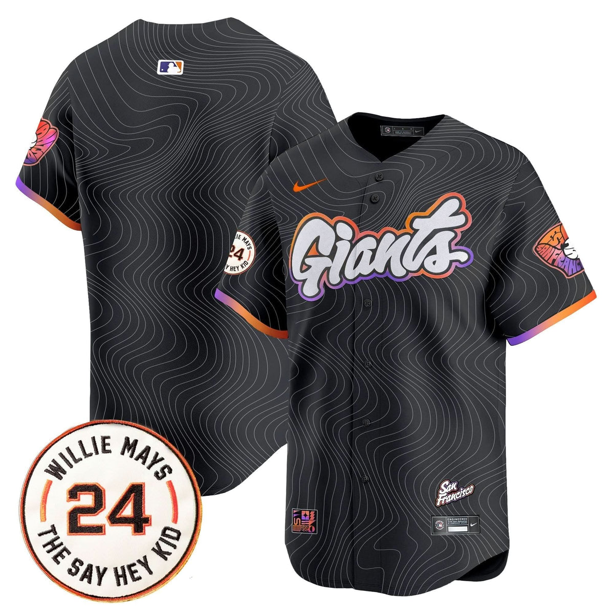 Men's San Francisco Giants 2025 Willie Mays Patch Vapor Premier Limited Jersey - All Stitched