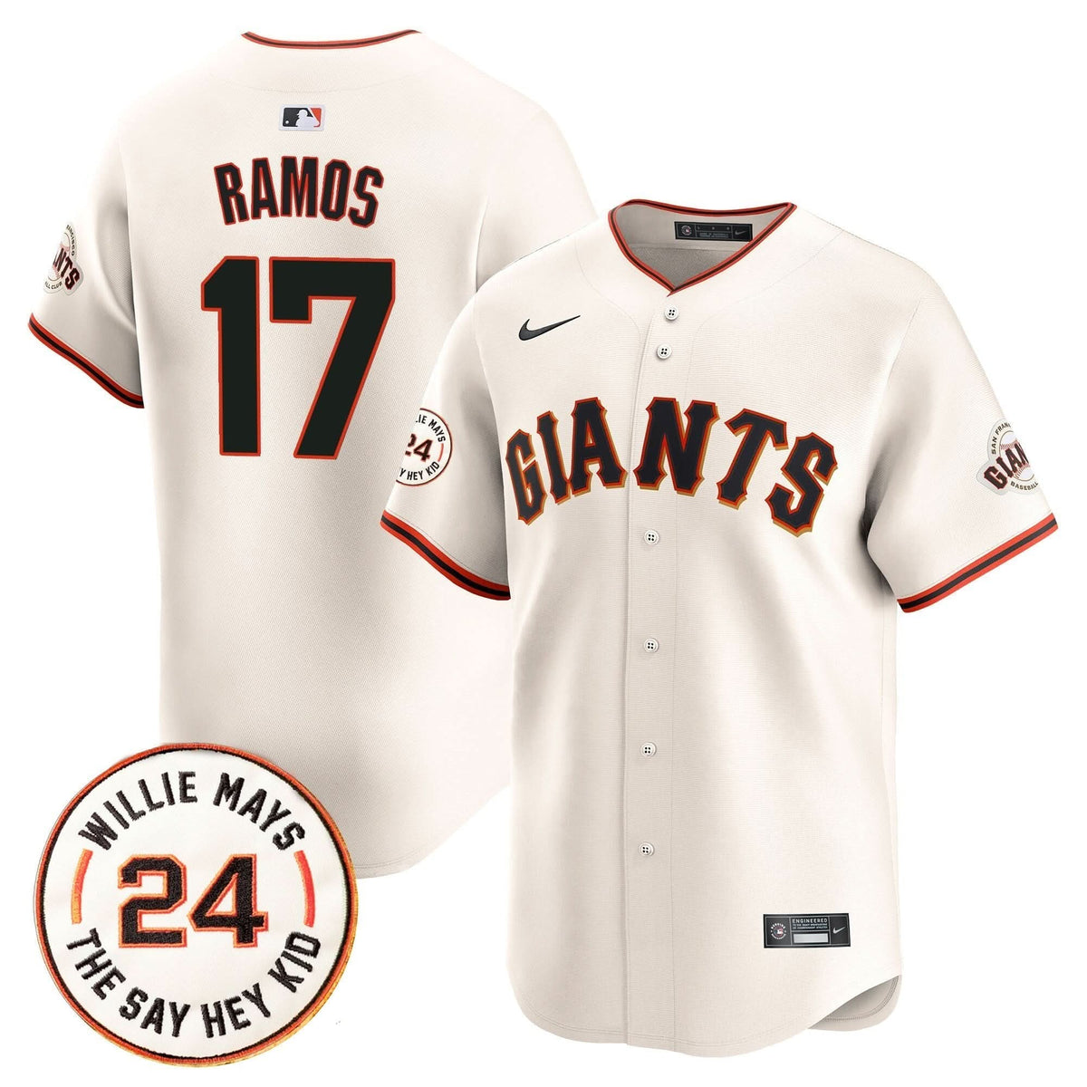 Men's San Francisco Giants 2025 Willie Mays Patch Vapor Premier Limited Jersey - All Stitched