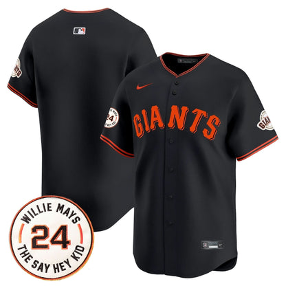 Men's San Francisco Giants 2025 Willie Mays Patch Vapor Premier Limited Jersey - All Stitched