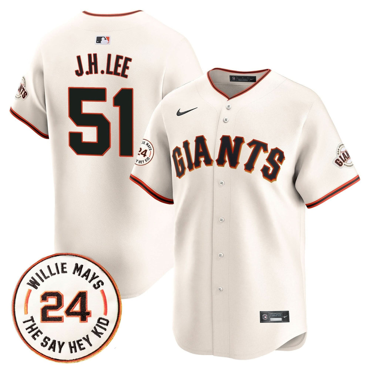 Men's San Francisco Giants 2025 Willie Mays Patch Vapor Premier Limited Jersey - All Stitched
