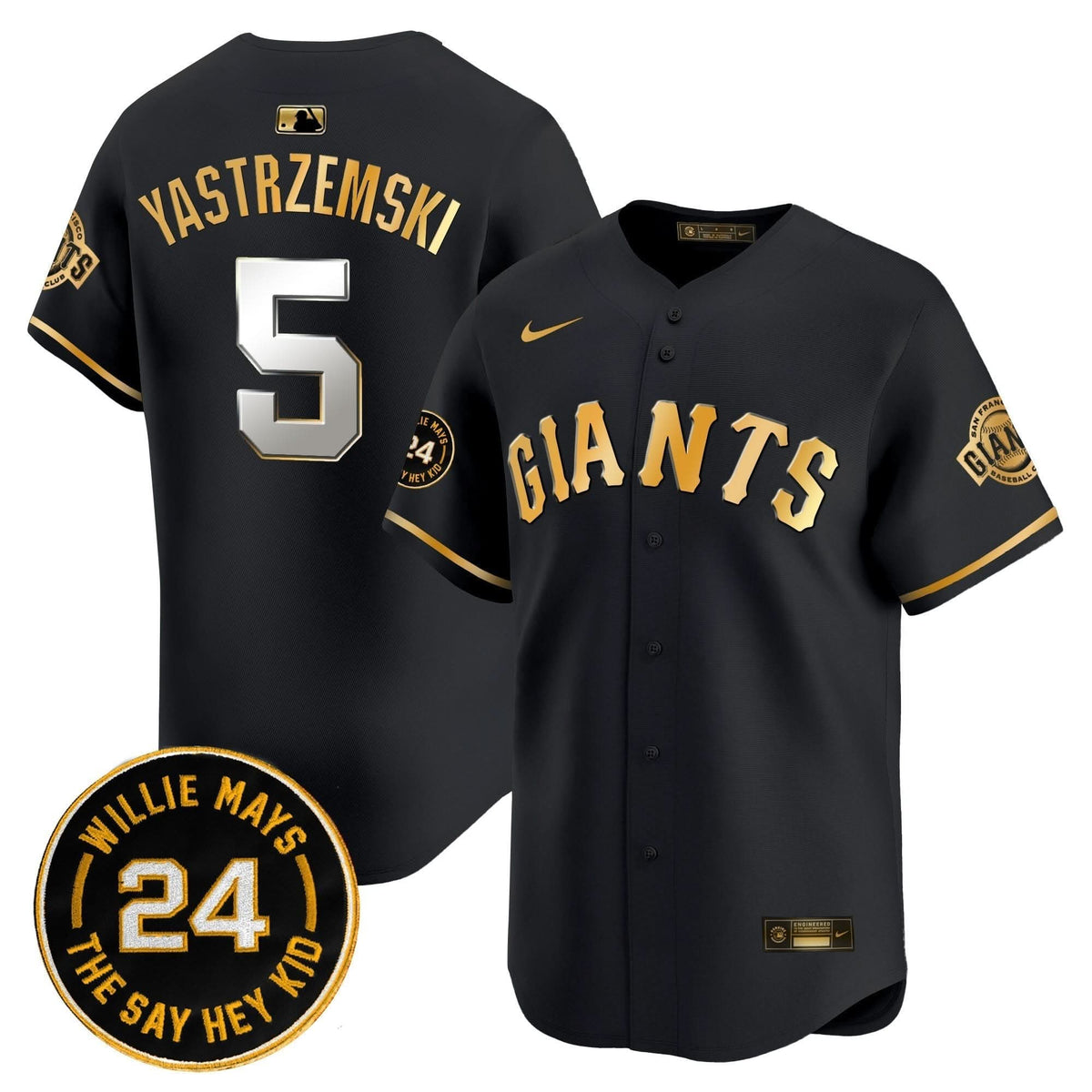 Men's San Francisco Giants 2025 Willie Mays Patch Vapor Premier Limited Jersey - All Stitched