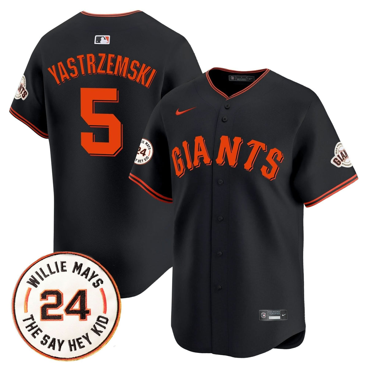 Men's San Francisco Giants 2025 Willie Mays Patch Vapor Premier Limited Jersey - All Stitched