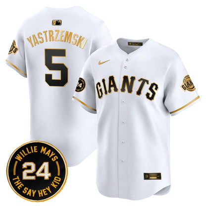Men's San Francisco Giants 2025 Willie Mays Patch Vapor Premier Limited Jersey - All Stitched