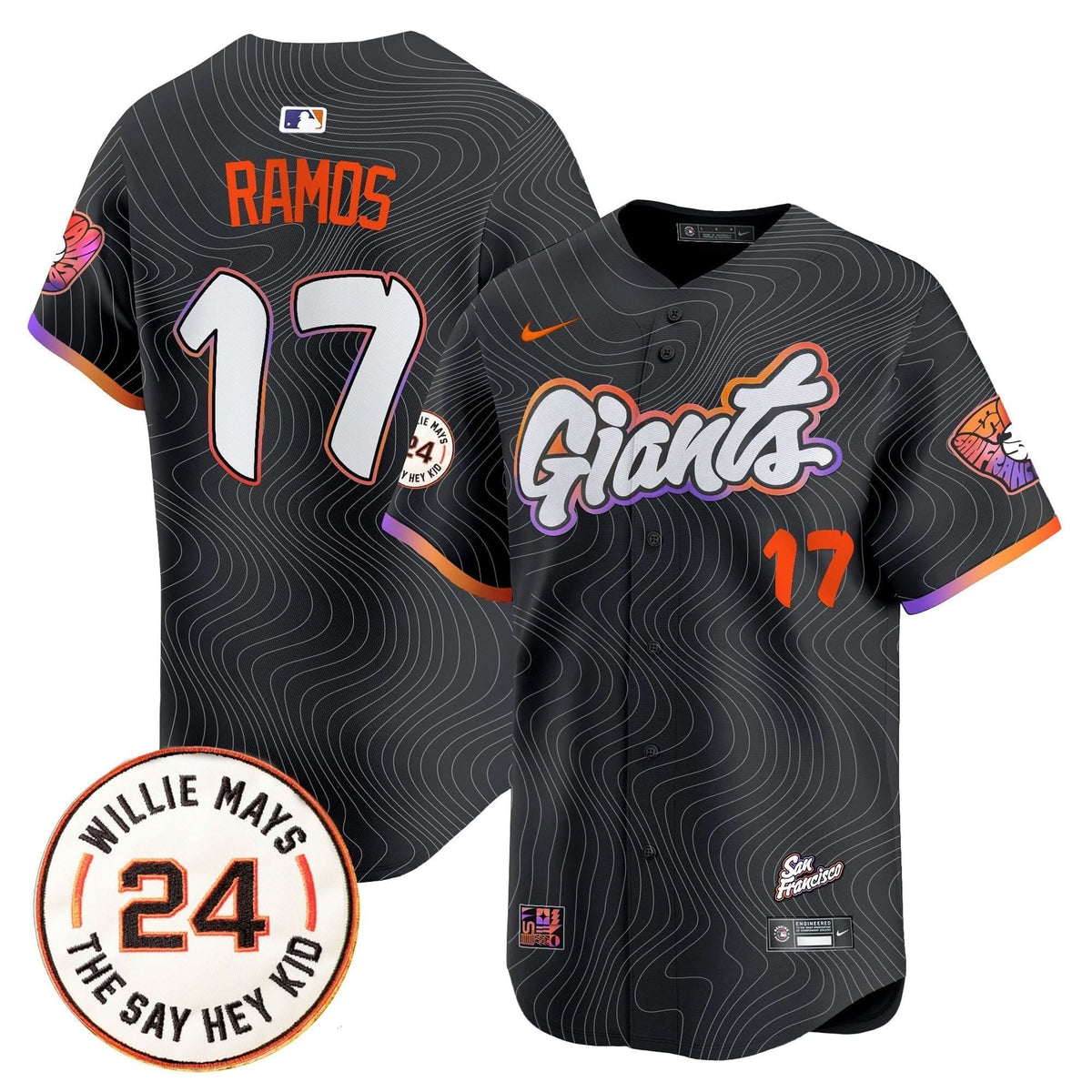Men's San Francisco Giants 2025 Willie Mays Patch Vapor Premier Limited Jersey - All Stitched