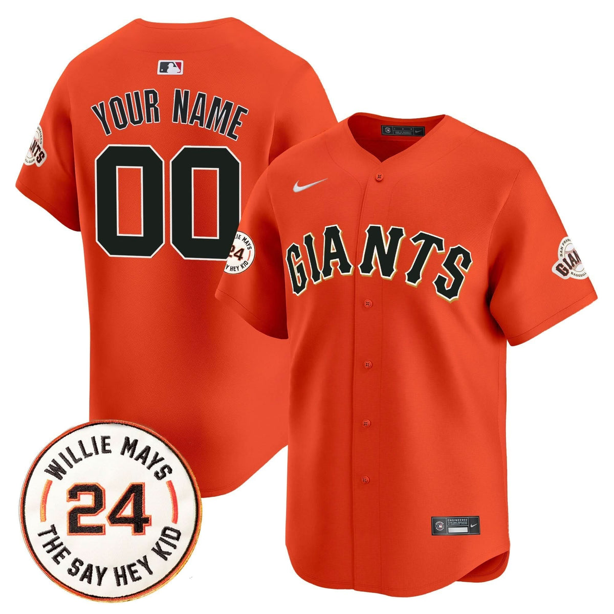 San Francisco Giants 2025 Willie Mays Patch Vapor Premier Limited Custom Jersey - All Stitched