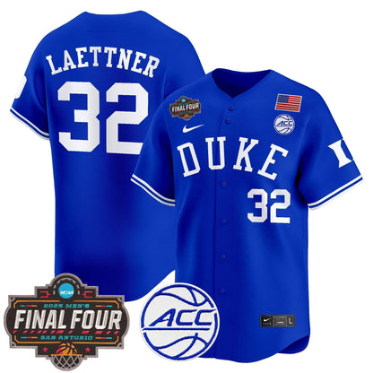Men's Duke Blue Devils 2025 Final Four Patch Vapor Baseball Jersey - All Stitched