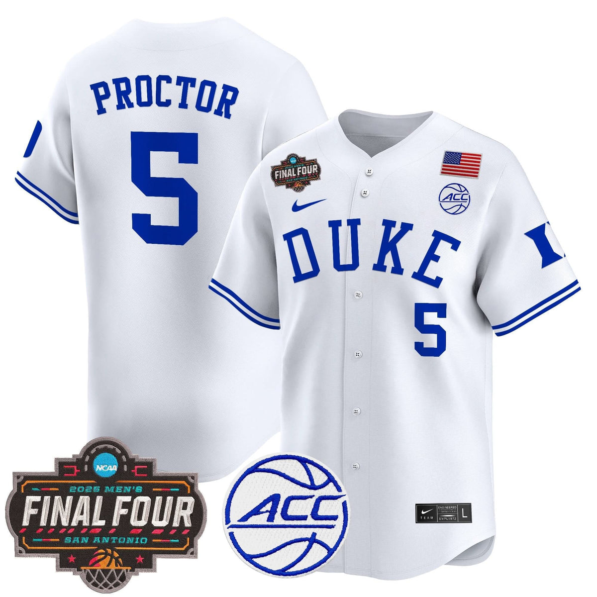 Men's Duke Blue Devils 2025 Final Four Patch Vapor Baseball Jersey - All Stitched