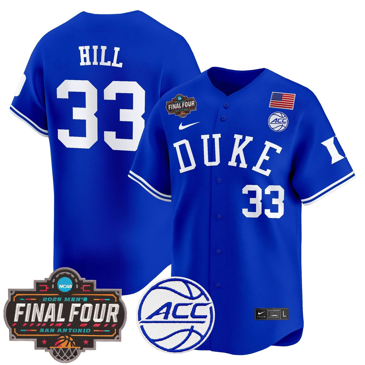 Men's Duke Blue Devils 2025 Final Four Patch Vapor Baseball Jersey - All Stitched