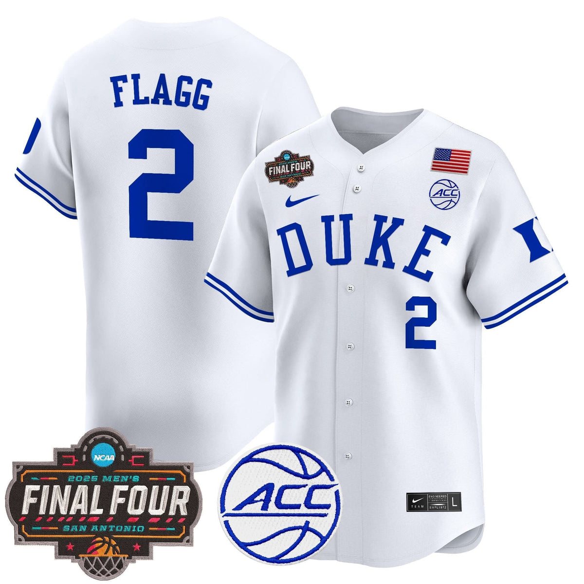 Men's Duke Blue Devils 2025 Final Four Patch Vapor Baseball Jersey - All Stitched