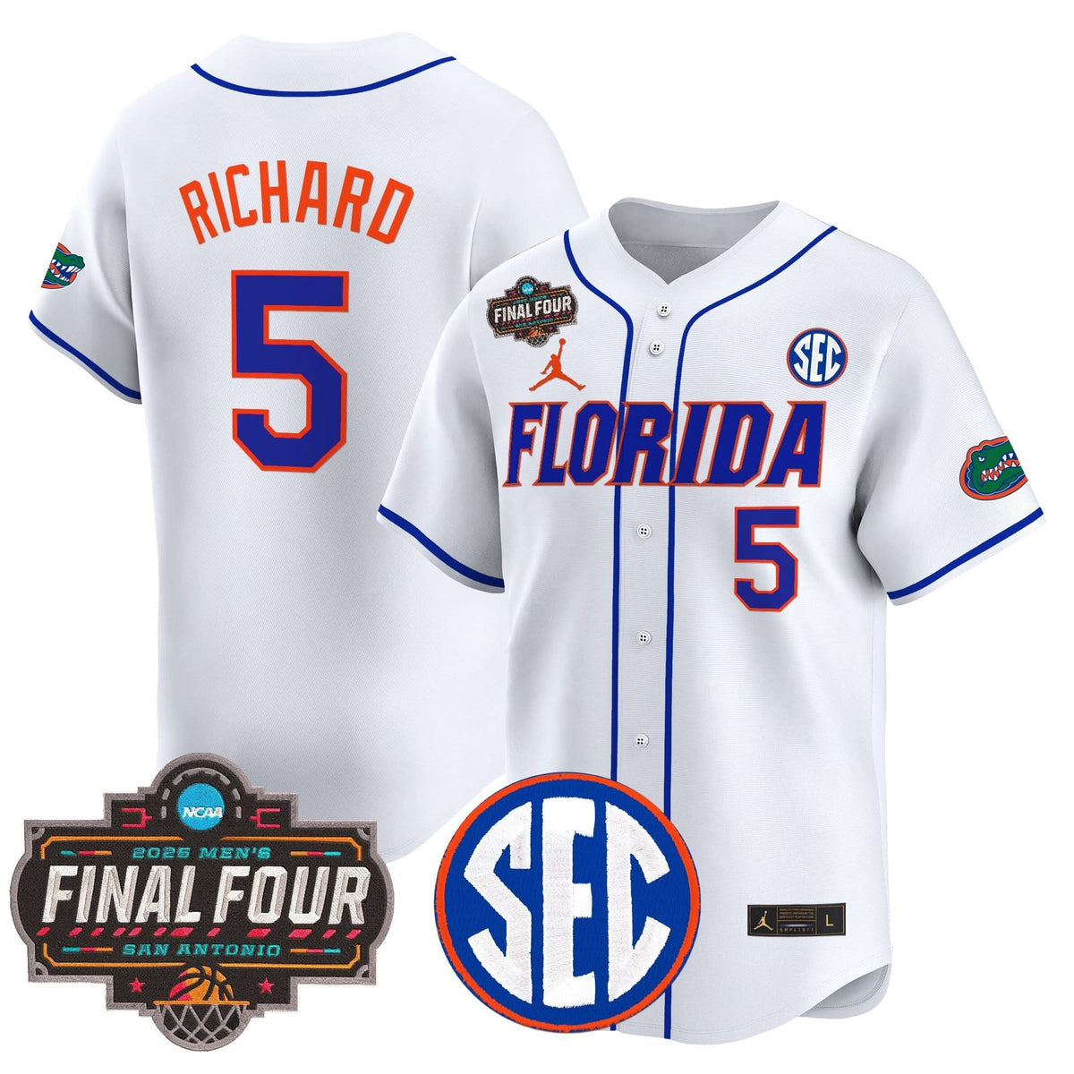 Men's Florida Gators 2025 Final Four Patch Vapor Baseball Jersey - All Stitched