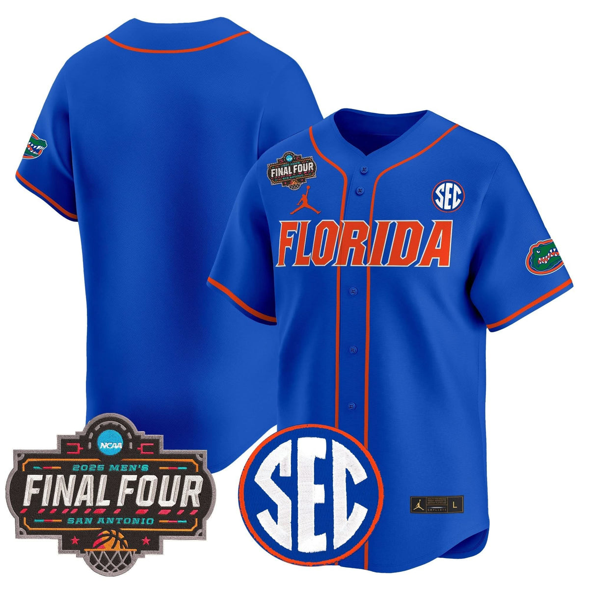 Men's Florida Gators 2025 Final Four Patch Vapor Baseball Jersey - All Stitched