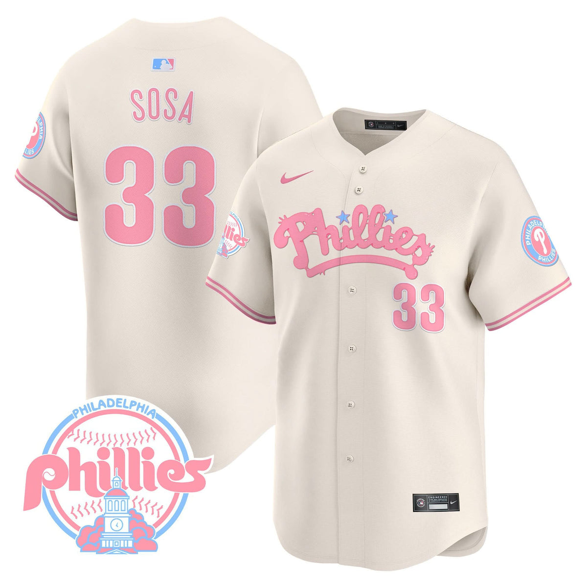 Men's Phillies Bubblegum Pink Vapor Premier Limited Jersey - All Stitched
