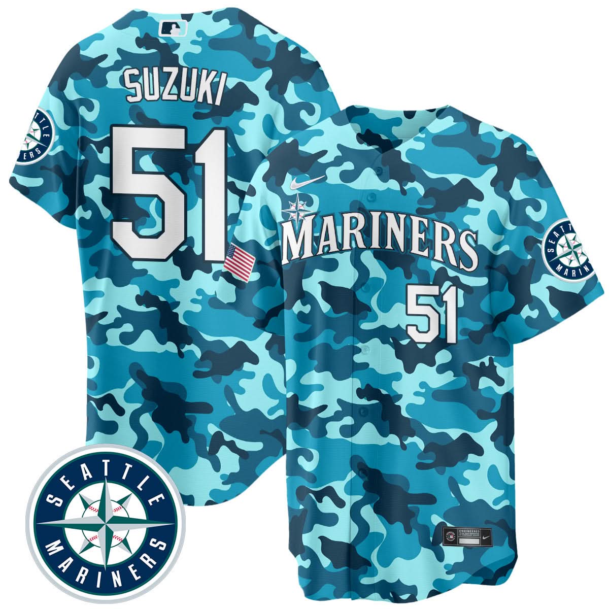 Men's Seattle Mariners Salute to Armed Forces Night - Camo Jersey