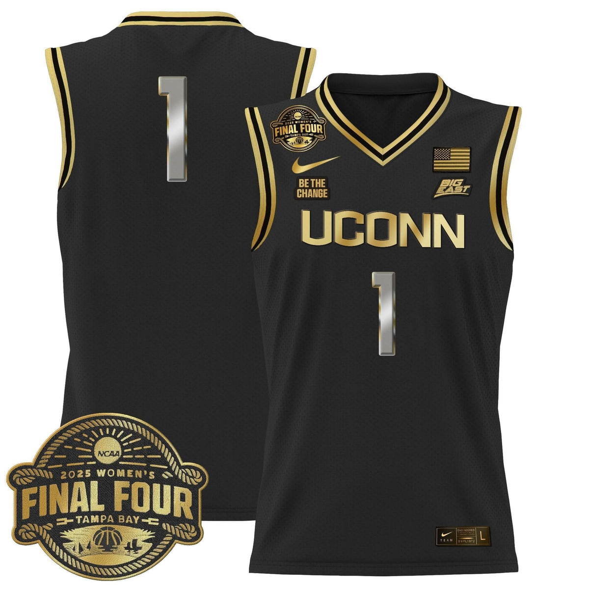 Men's Size - UConn Huskies 2025 Big Eat Women's Final Four Patch Lightweight Basketball Jersey - All Stitched