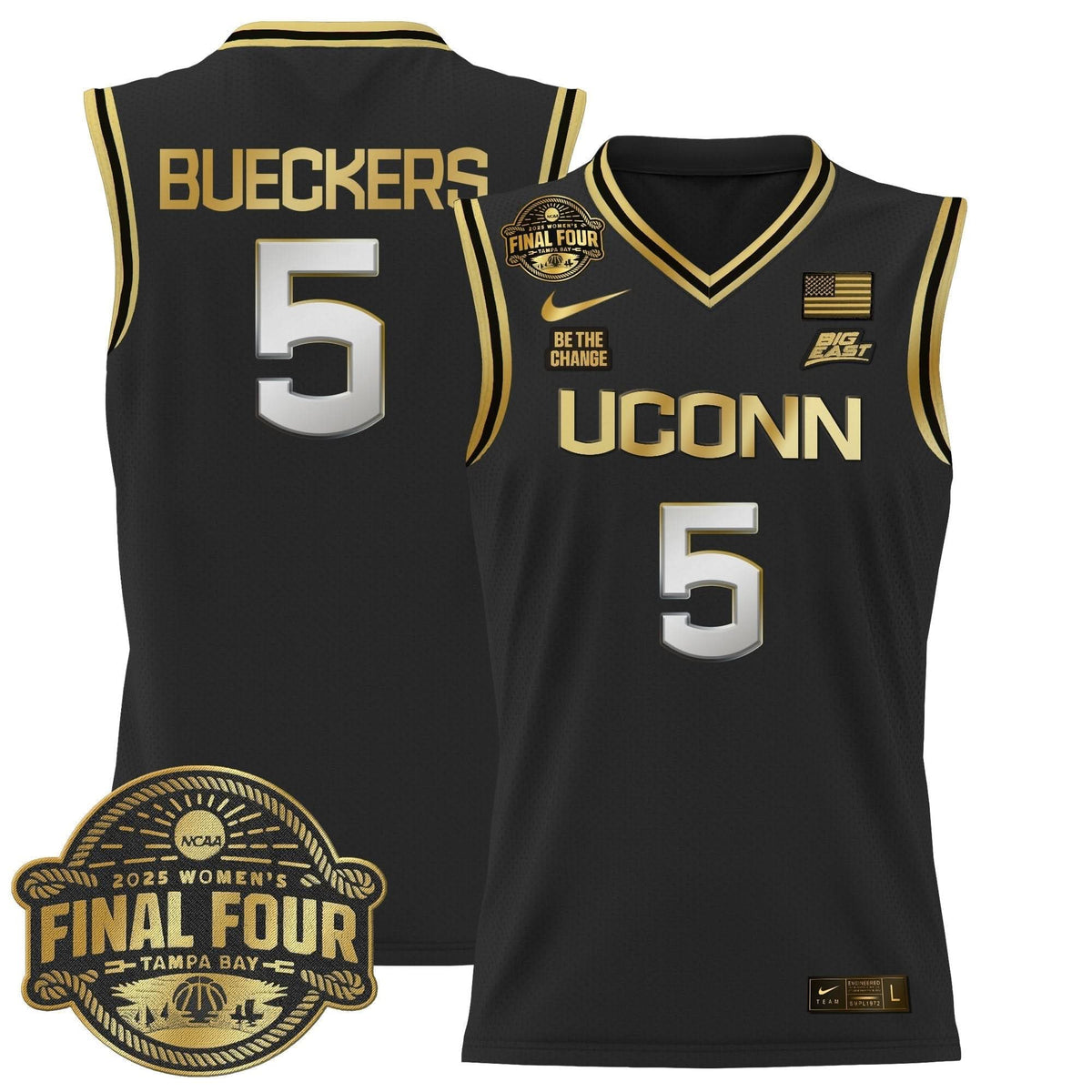 Men's Size - UConn Huskies 2025 Big Eat Women's Final Four Patch Lightweight Basketball Jersey - All Stitched