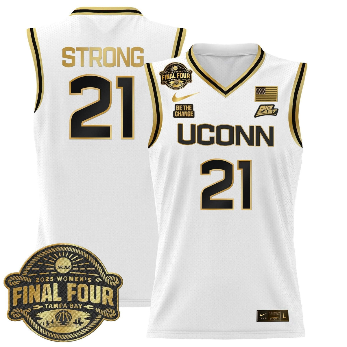 Men's Size - UConn Huskies 2025 Big Eat Women's Final Four Patch Lightweight Basketball Jersey - All Stitched