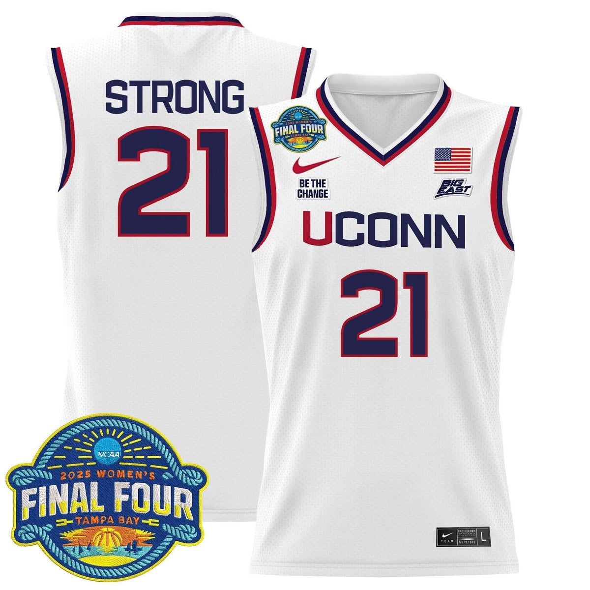 Men's Size - UConn Huskies 2025 Big Eat Women's Final Four Patch Lightweight Basketball Jersey - All Stitched