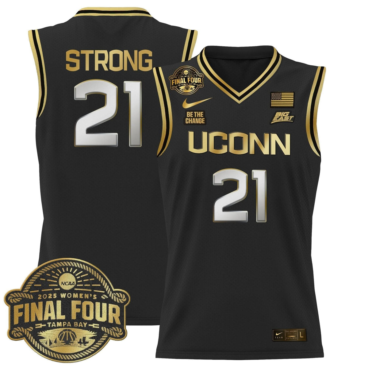 Men's Size - UConn Huskies 2025 Big Eat Women's Final Four Patch Lightweight Basketball Jersey - All Stitched