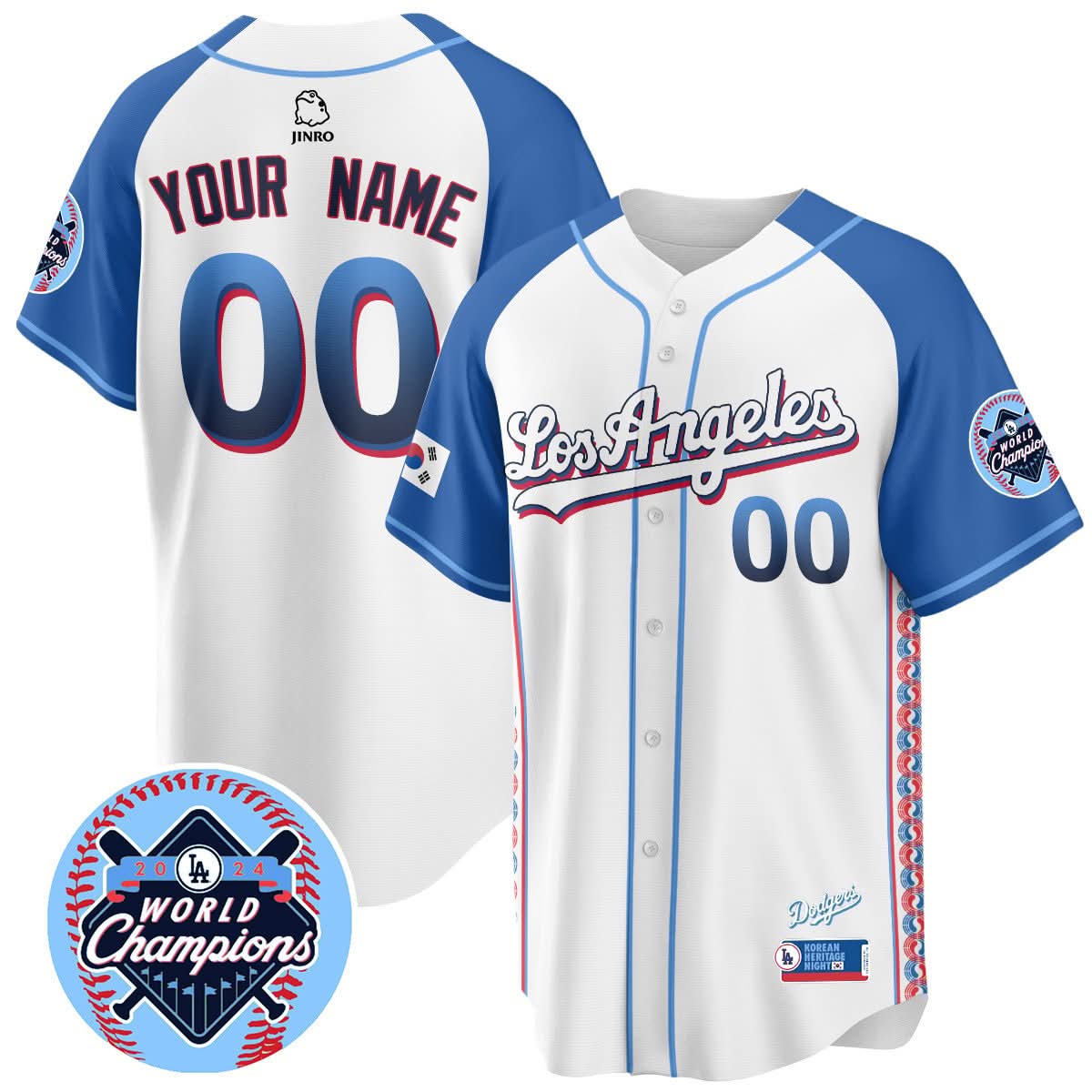 Custom Gender/Name Los Angeles Dodgers Korean Heritage Night Jersey - All Stitched
