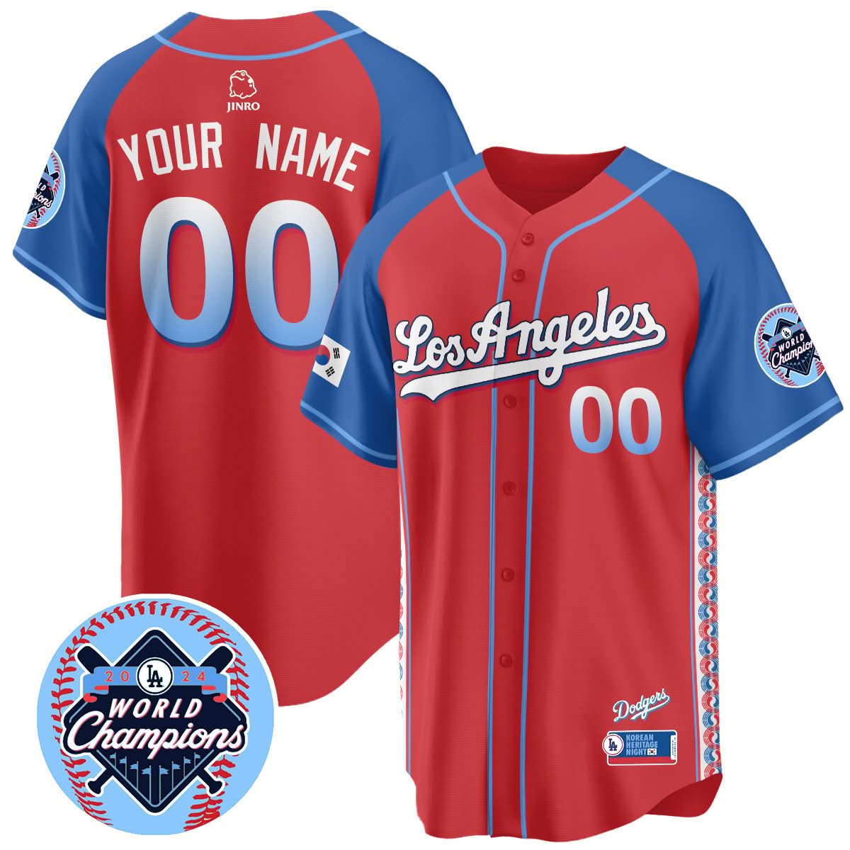 Custom Gender/Name Los Angeles Dodgers Korean Heritage Night Jersey - All Stitched